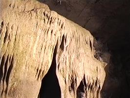 The Curtain Range of flowstone in Ingleborough Cave